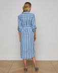 Jubilee Midi Shirtdress Sky Blue/Midnight Stripe Dresses - Midi L'Agence 