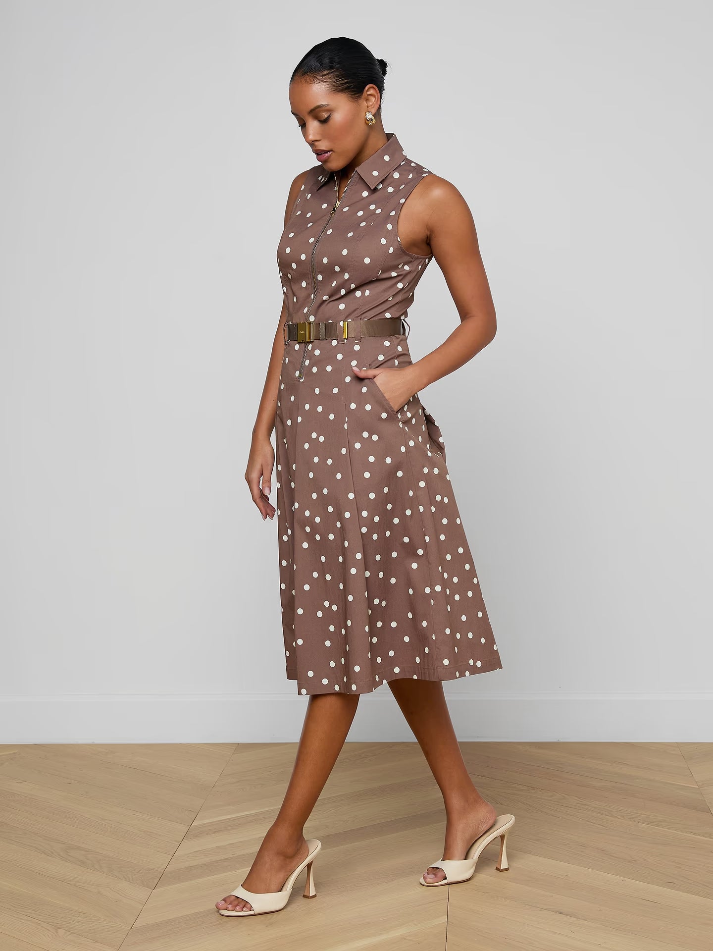 Kylo Shirt Dress Cardamom Ecru Polka Dot Dresses - Midi L'Agence 