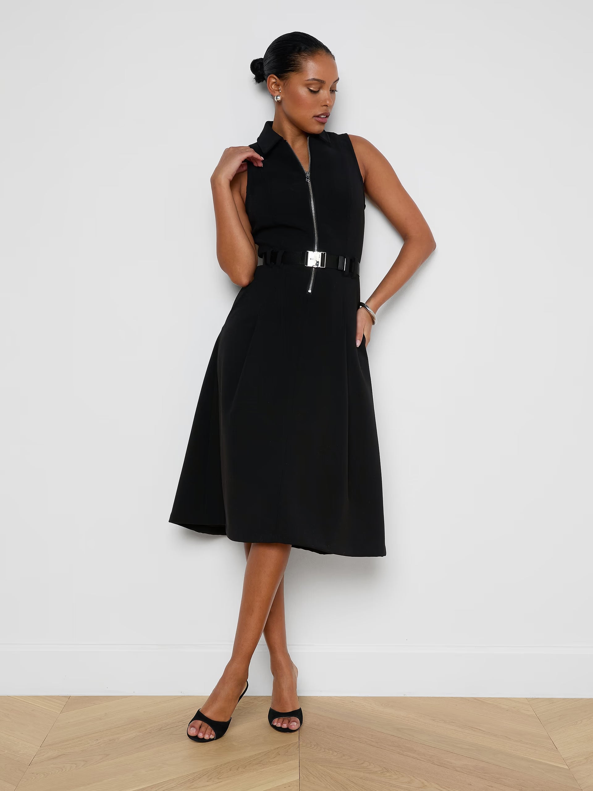 Kylo Shirt Dress Black Dresses - Midi L'Agence 