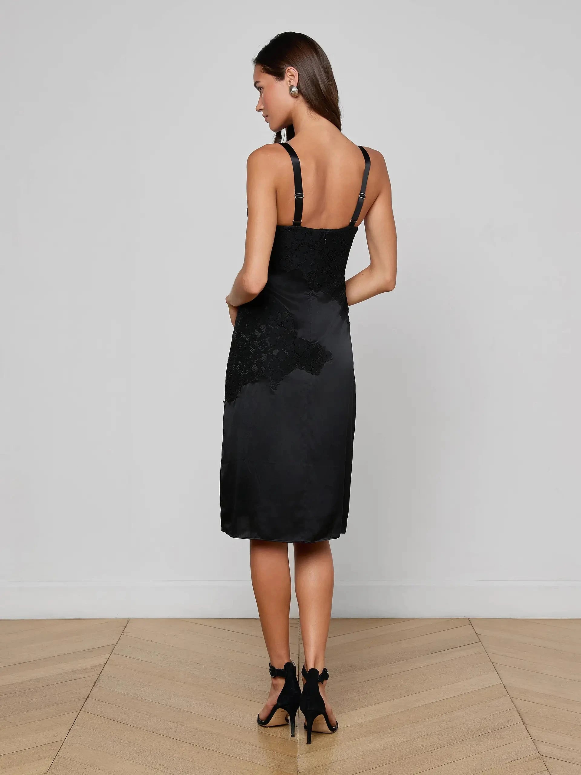 Fenna Silk Lace Dress Black Dresses - Midi L'Agence 