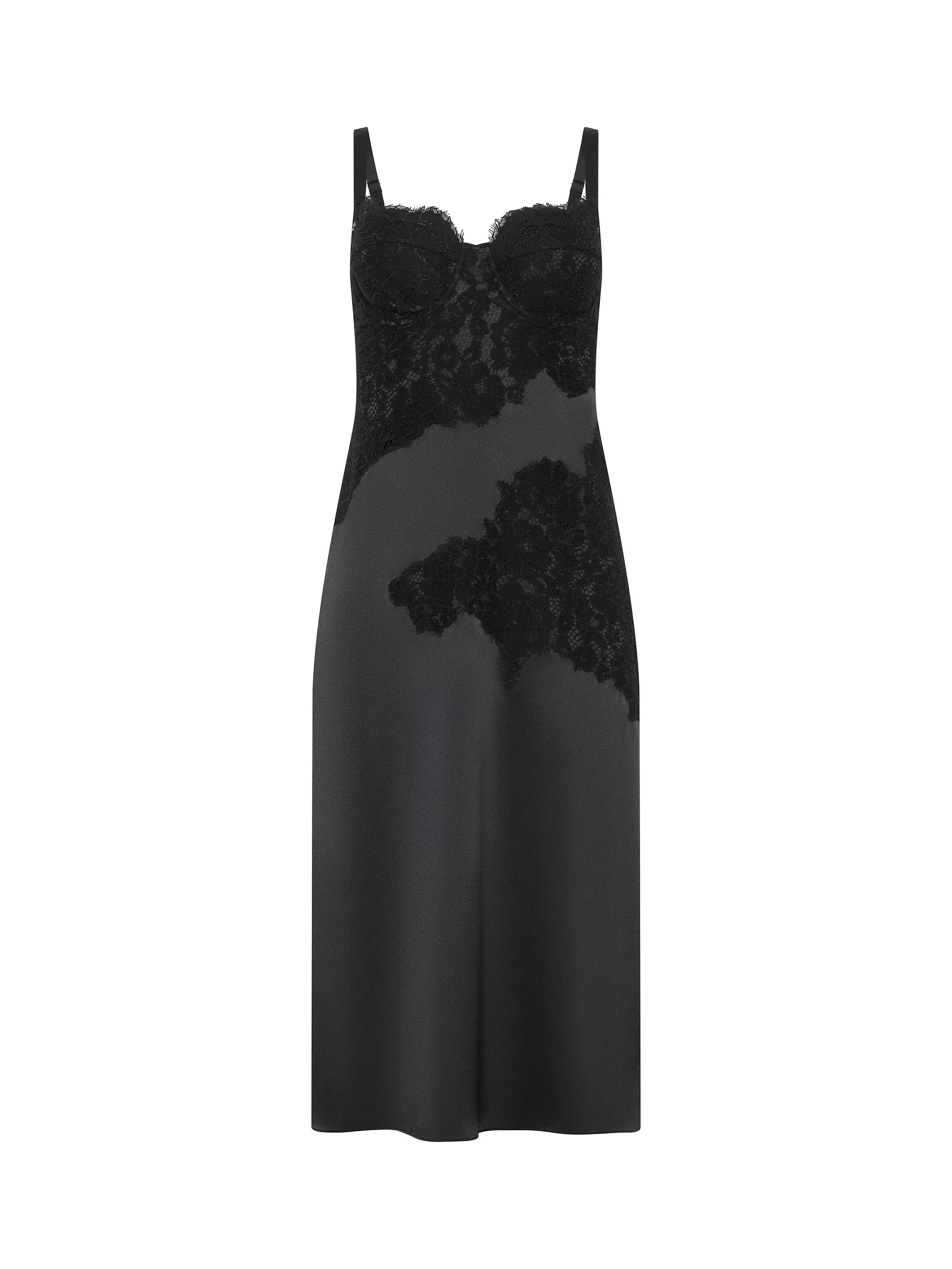 Fenna Silk Lace Dress Black Dresses - Midi L'Agence 