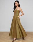 Nessa Strapless Maxi Olive Dresses - Maxi L'Agence 