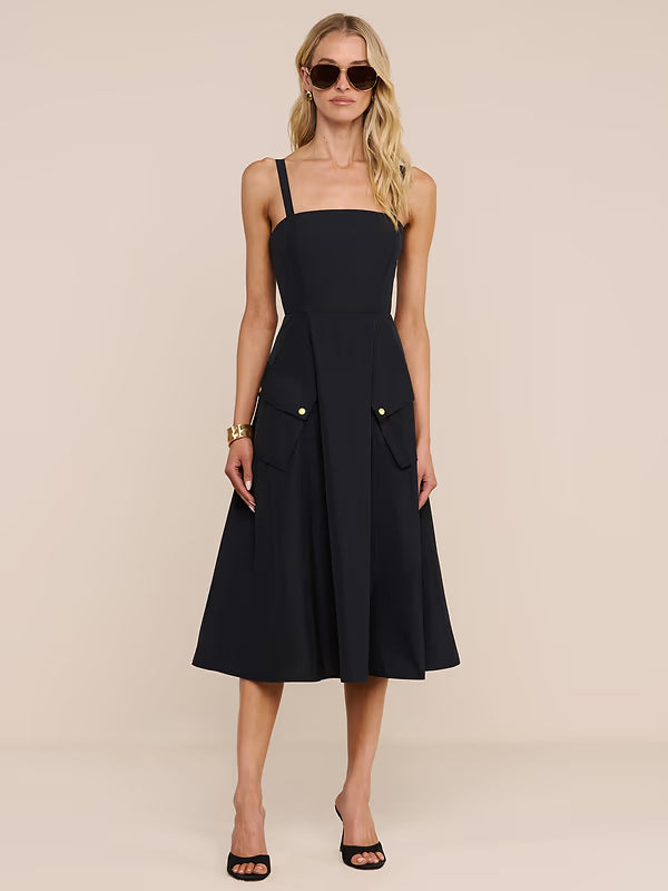Ayela Midi Dress Black/Gold Dresses - Midi L'Agence 