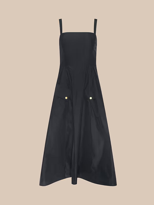 Ayela Midi Dress Black/Gold Dresses - Midi L'Agence 