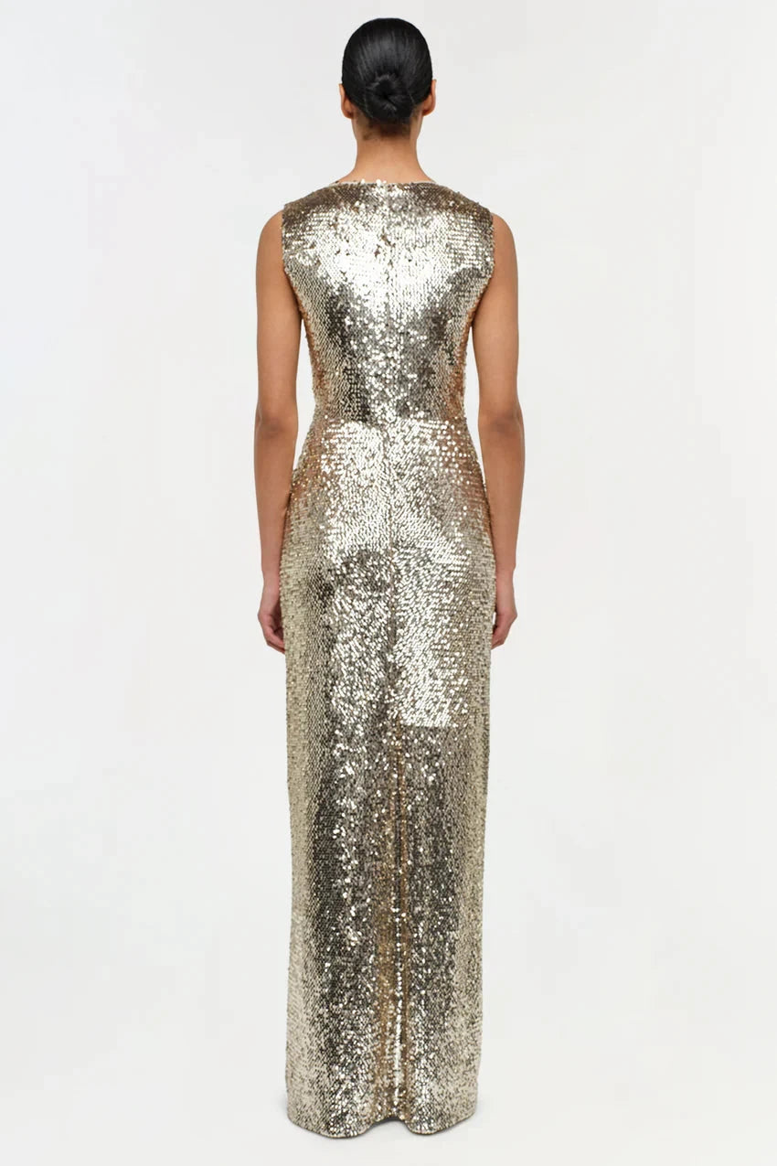Felicity Gown with Bow Tie Gold Multi Dresses - Maxi Simkhai 