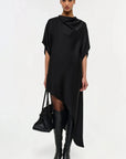 Sadia Satin Cape Mini Dress Black Dresses - Short Simkhai 