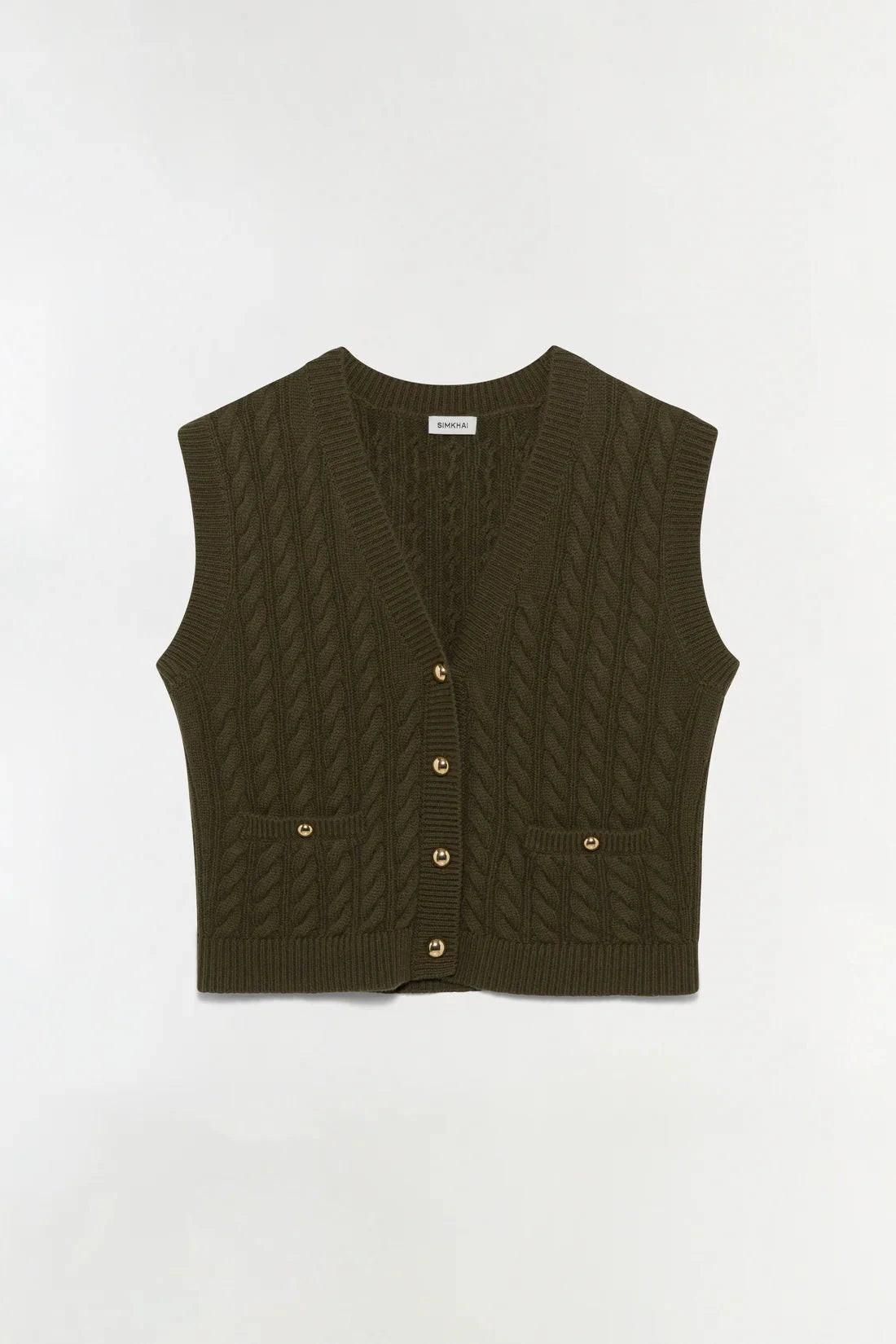 Perrie Cashmere Vest Olive Sweater - Vest Simkhai 