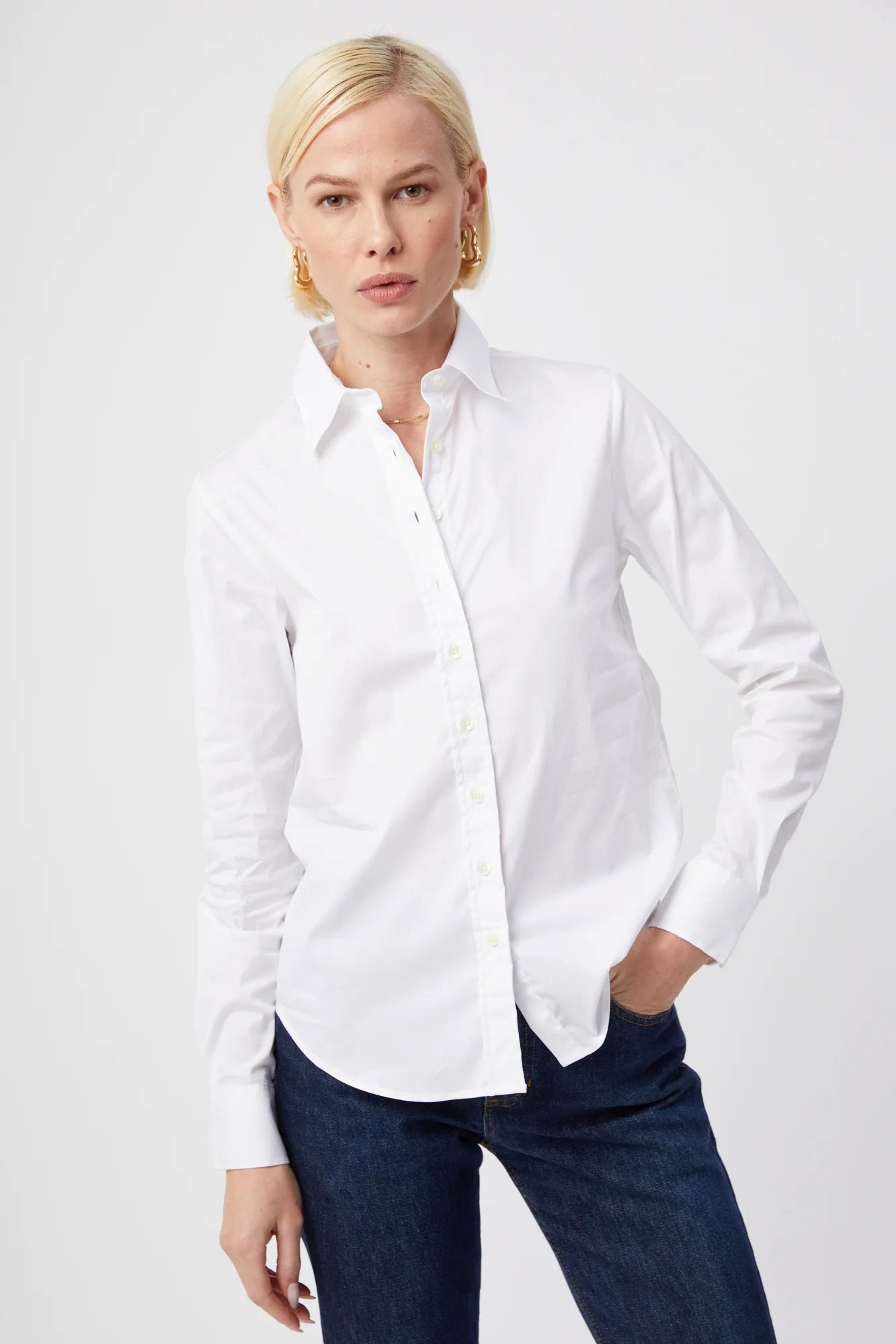 The Essentials Shirt White Top - Button Down Theshirt 