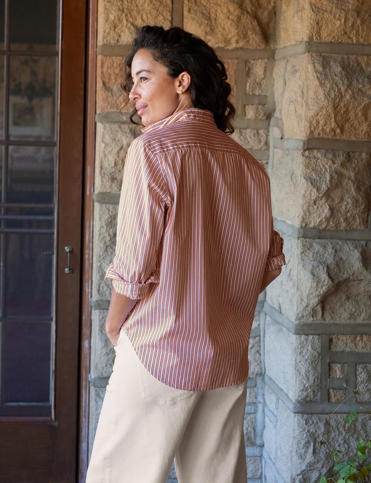 Silvio Untuckable Button Down Pumpkin Multi Stripe Tops - Button Down Frank & Eileen 