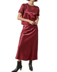 Slub Woven Bias Skirt Cabernet Skirts - Midi Lilla P 