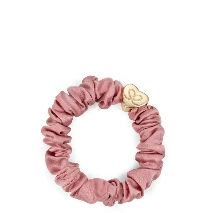 Gold Heart Silk Scrunchie Rose Tan Beauty & Hair By Eloise 
