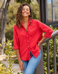 Eileen Relaxed Button Up Shirt Crimson