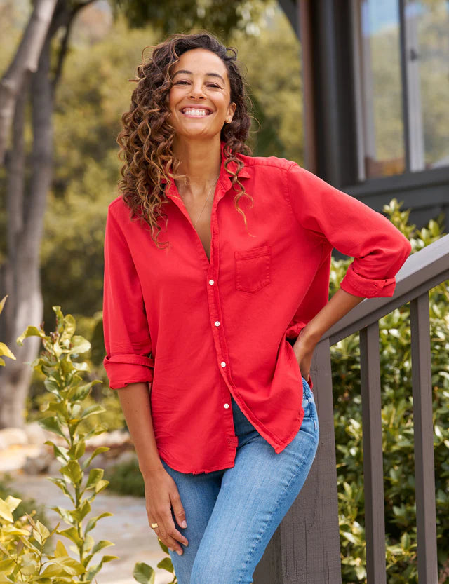 Eileen Relaxed Button Up Shirt Crimson