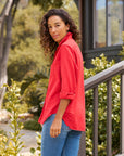 Eileen Relaxed Button Up Shirt Crimson