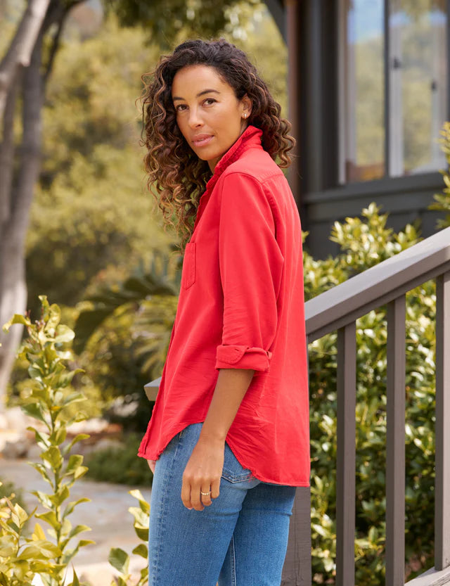 Eileen Relaxed Button Up Shirt Crimson