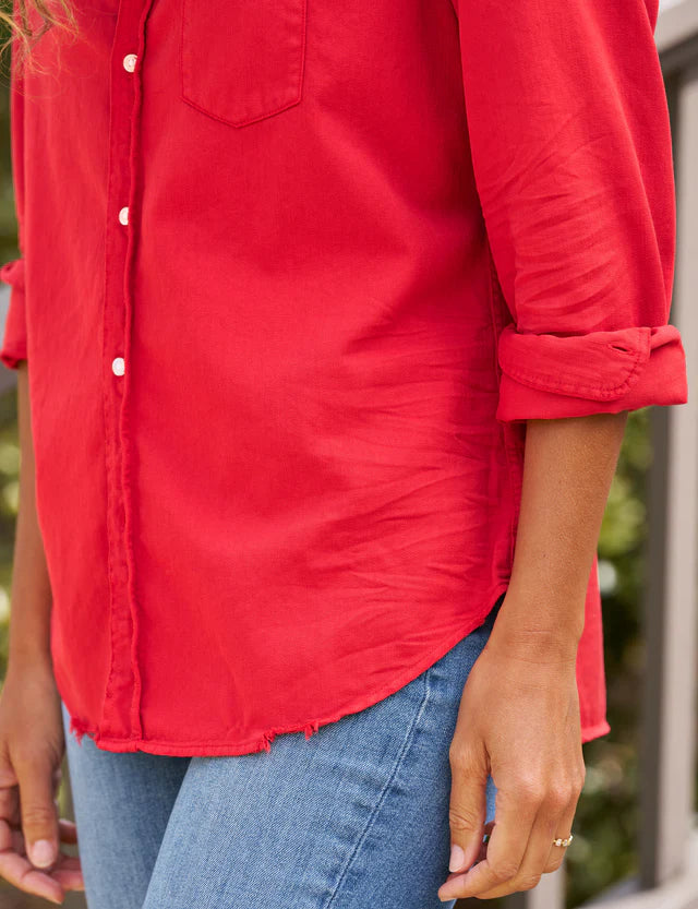 Eileen Relaxed Button Up Shirt Crimson