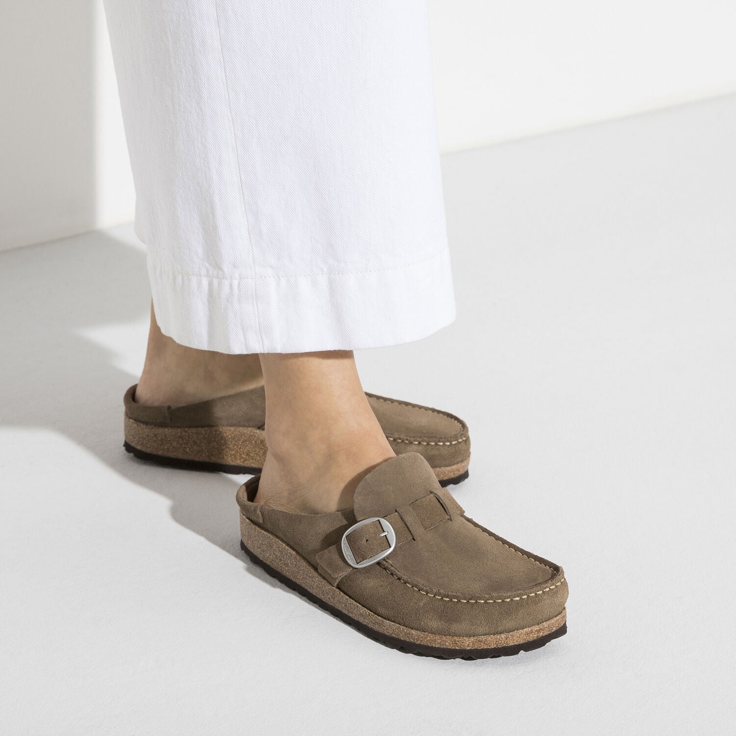 Buckley Gray Taupe Shoes - Flats - Slide Birkenstock 