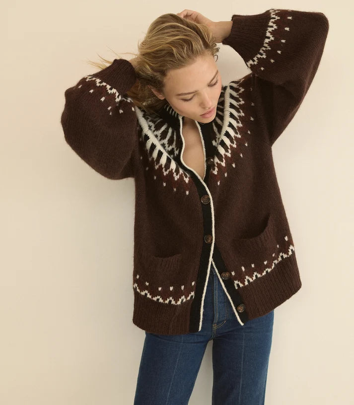 Hue Cardigan Brun Aberdeen Fair Isle