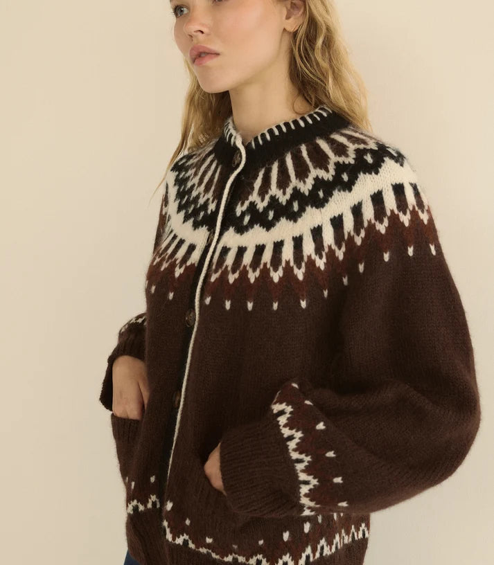 Hue Cardigan Brun Aberdeen Fair Isle