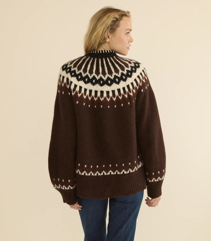 Hue Cardigan Brun Aberdeen Fair Isle
