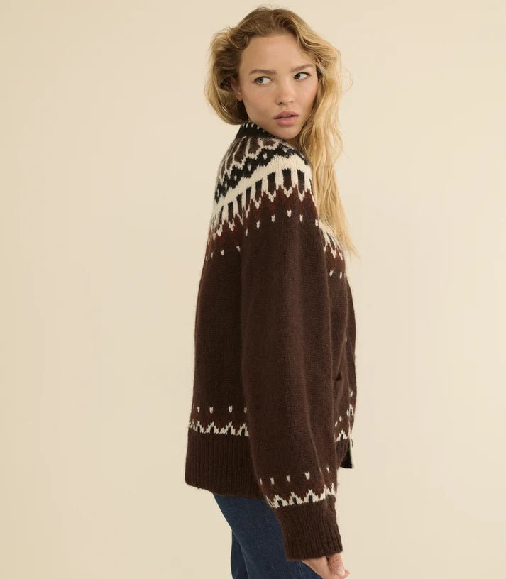 Hue Cardigan Brun Aberdeen Fair Isle