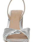 Tullia Slingback Sandal Metallic Leather Silver Sandals - Heeled Sandals Veronica Beard - Shoes 