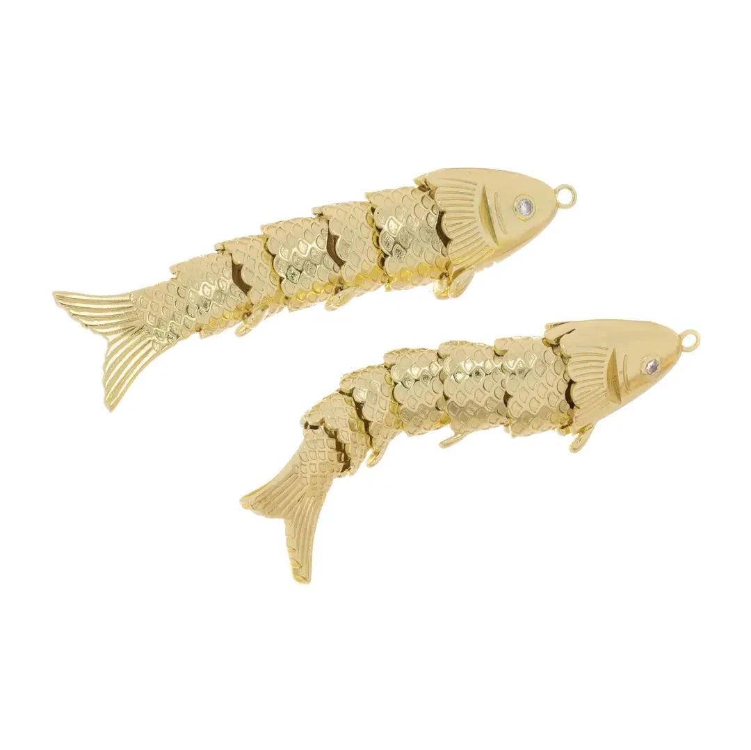 Large Twirling Fish Charm Gold