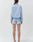 Renata Cropped Button Down Oxford Blue Stripe Tops - Button Down Simkhai 