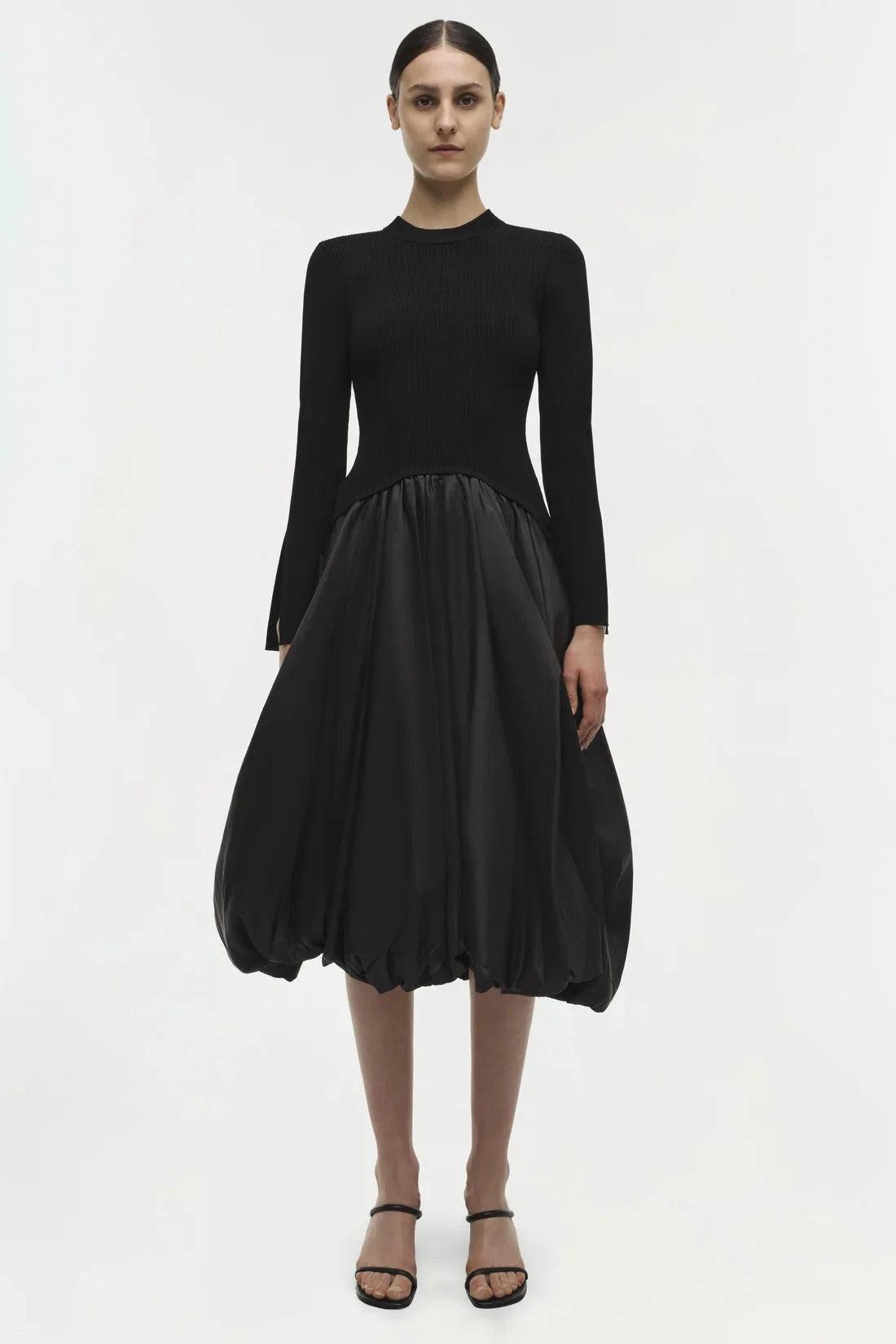 Kenlie Taffeta Knit Midi Dress Black Dresses - Midi Simkhai 