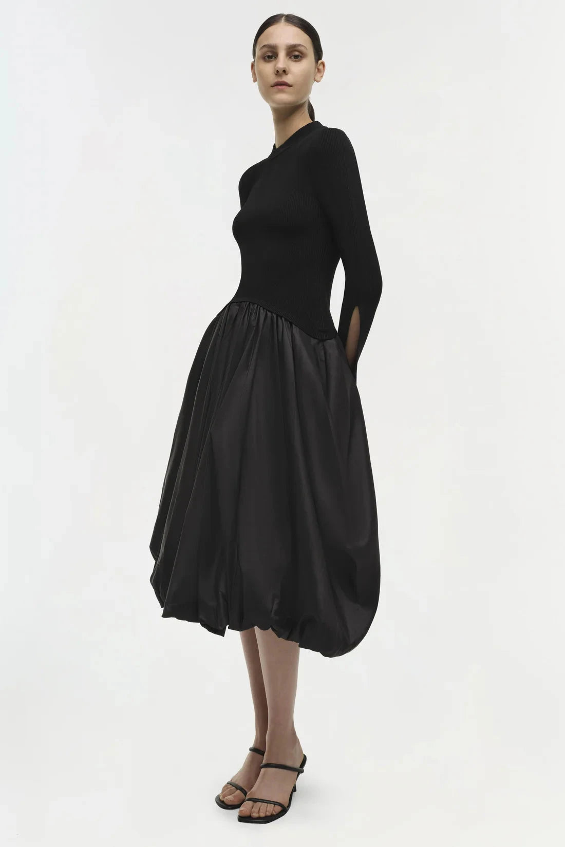 Kenlie Taffeta Knit Midi Dress Black Dresses - Midi Simkhai 