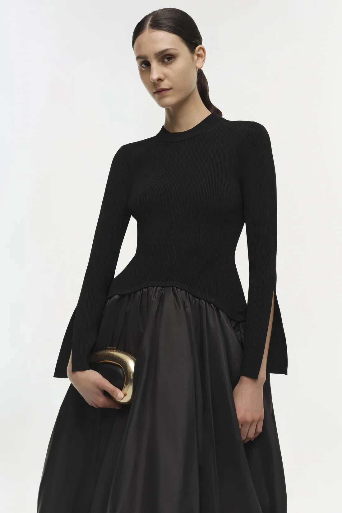Kenlie Taffeta Knit Midi Dress Black Dresses - Midi Simkhai 