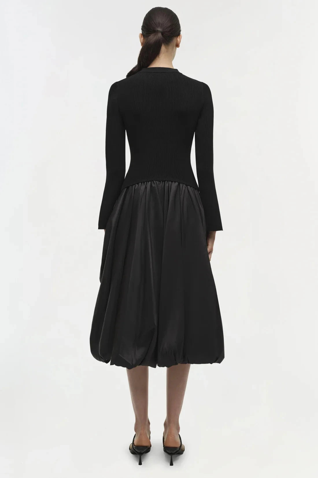 Kenlie Taffeta Knit Midi Dress Black Dresses - Midi Simkhai 