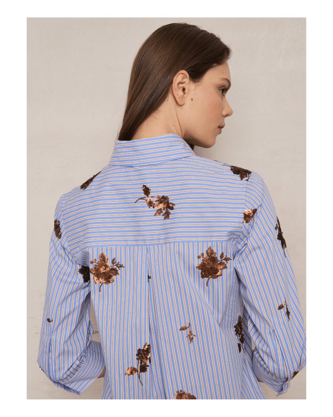 The Twilo Shirt Blue/Gold Sequin Tops - Button Down Lafata 
