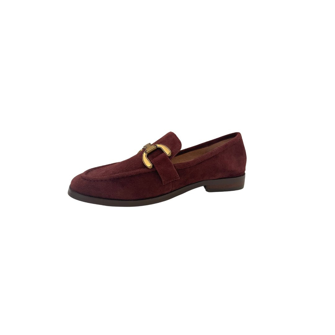 Kid Suede Loafers Burgundy Flats - Loafer Bibi Lou 