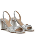 Tullia Slingback Sandal Metallic Leather Silver Sandals - Heeled Sandals Veronica Beard - Shoes 