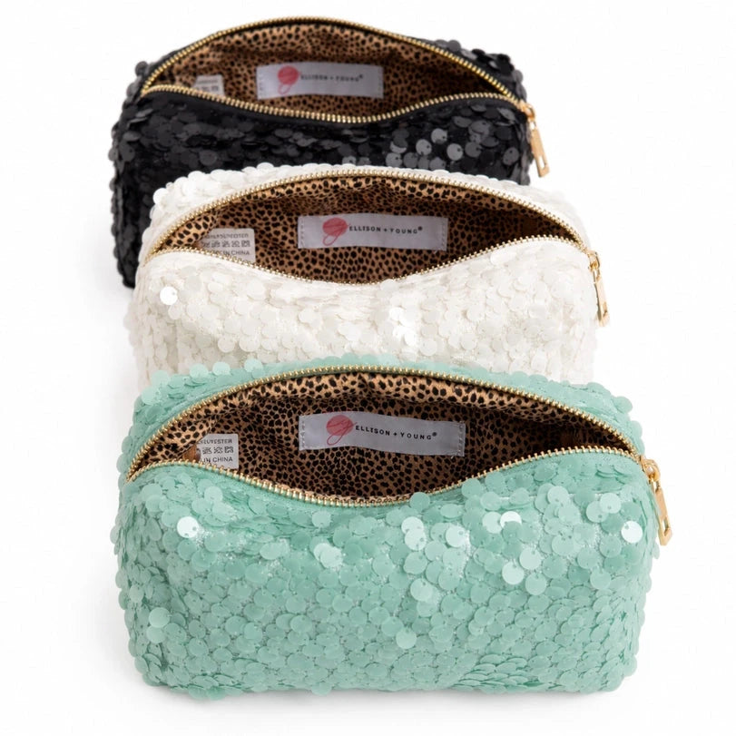 Sequin Glow Cosmetic Case Iridescent White Cosmetic Ellison&amp;Young 