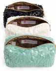 Sequin Glow Cosmetic Case Iridescent White Cosmetic Ellison&Young 