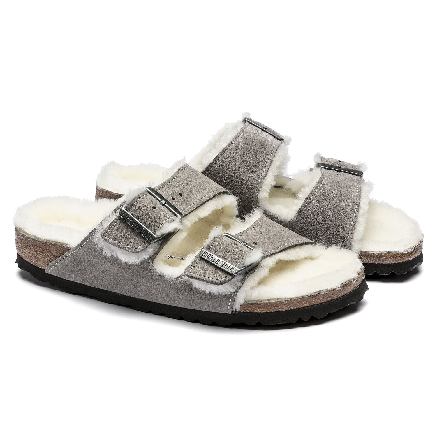 Arizona Shearling Suede Stone Coin Shoes - Sandals - Flat Sandals Birkenstock 