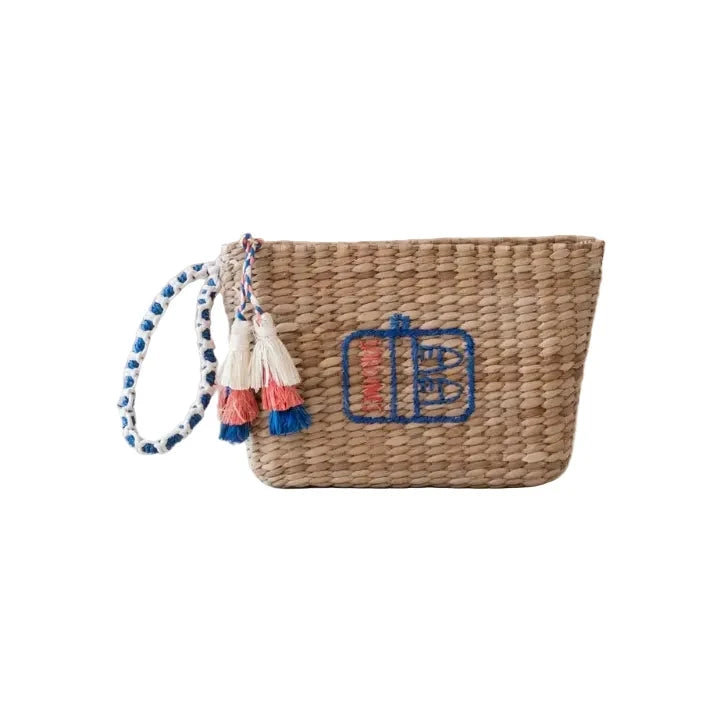 Mini Woven Wristlet Pouch Embroidered Sardine Can