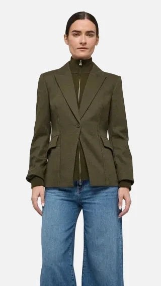 Auden Knit Combo Blazer Dark Olive Jackets - Blazers Simkhai 