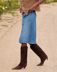 Shannon Classic Denim Skirt Medium Wash Skirts - Midi Frank & Eileen 