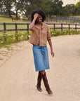 Shannon Classic Denim Skirt Medium Wash Skirts - Midi Frank & Eileen 