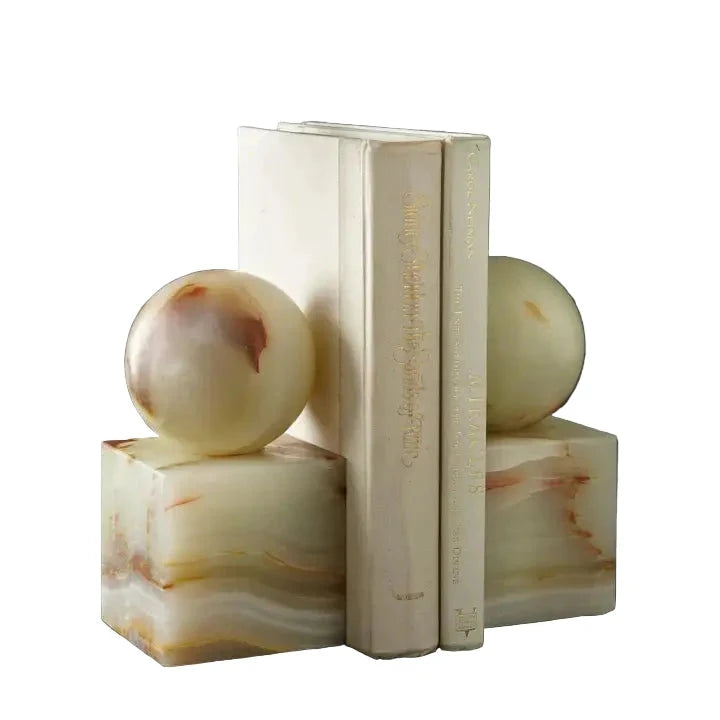 Light Green Onyx Honed Finish Bookends Home Decor - Decorative Accents Marble Crafter 