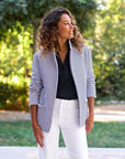 Dublin Sweatshirt Fleece Blazer Navy French Stripe Jackets - Blazers Frank & Eileen 