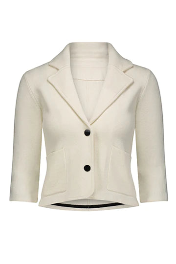 Cotton Blend Shrunken Blazer White Jackets - Blazers Minnie Rose 