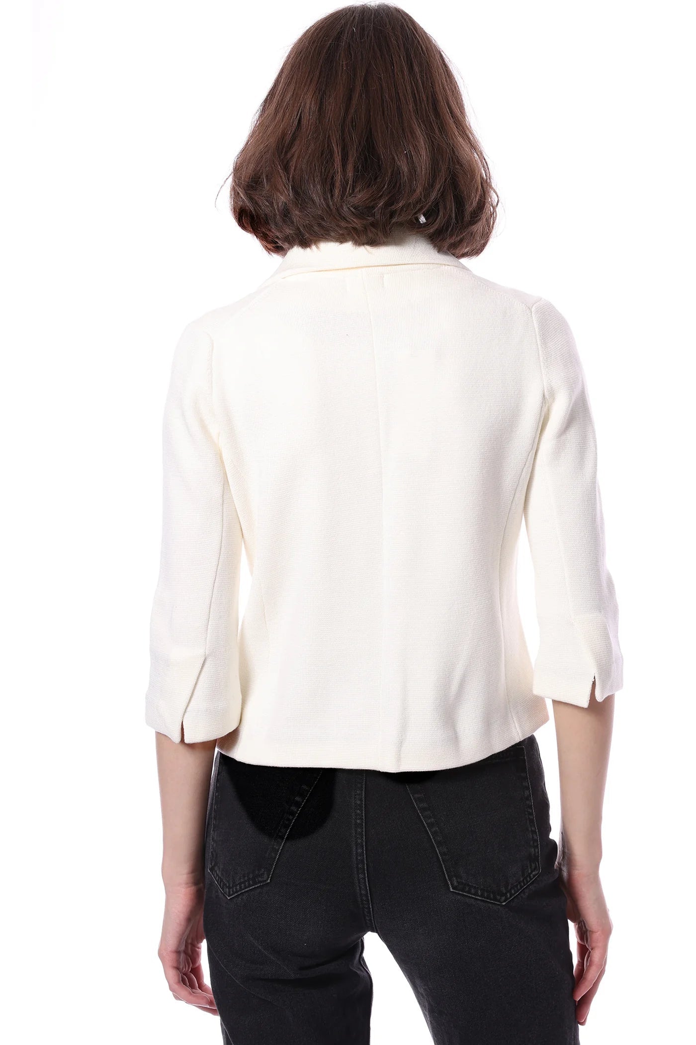 Cotton Blend Shrunken Blazer White Jackets - Blazers Minnie Rose 