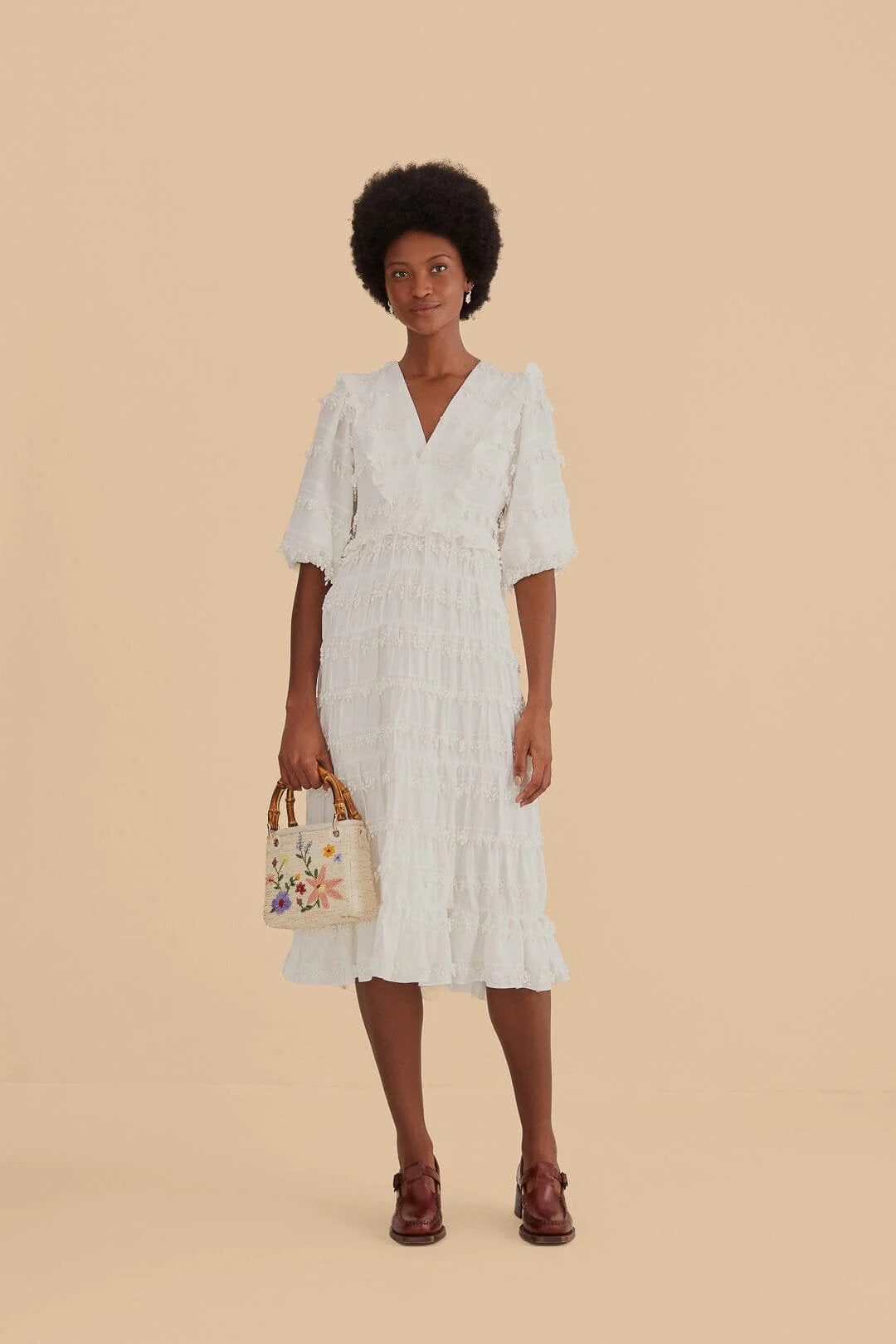 Ruffles Tassels Midi Dress Off White Dresses - Midi Farm Rio 