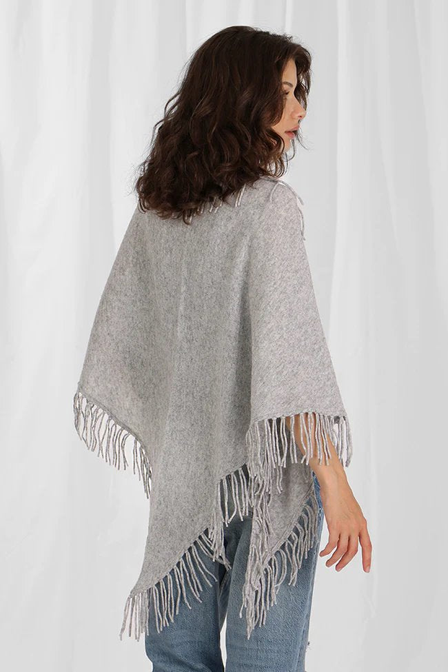 Cashmere Fringe Shawl Light Heather Grey Accessories - Scarves Minnie Rose 