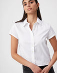 The Boxy Short Sleeve Cropped Shirt White Top - Button Down Theshirt 