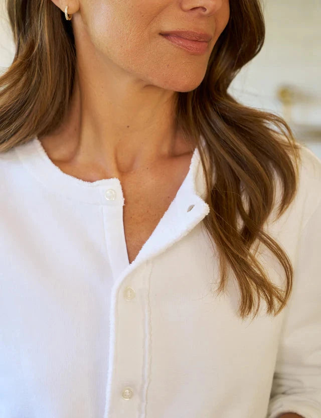 Jackie Sweatshirt Cardigan White Sweater - Cardigans Frank & Eileen 